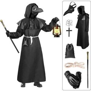Plague Doctor Costume Set: Bird Plague Mask with Steampunk Accessories